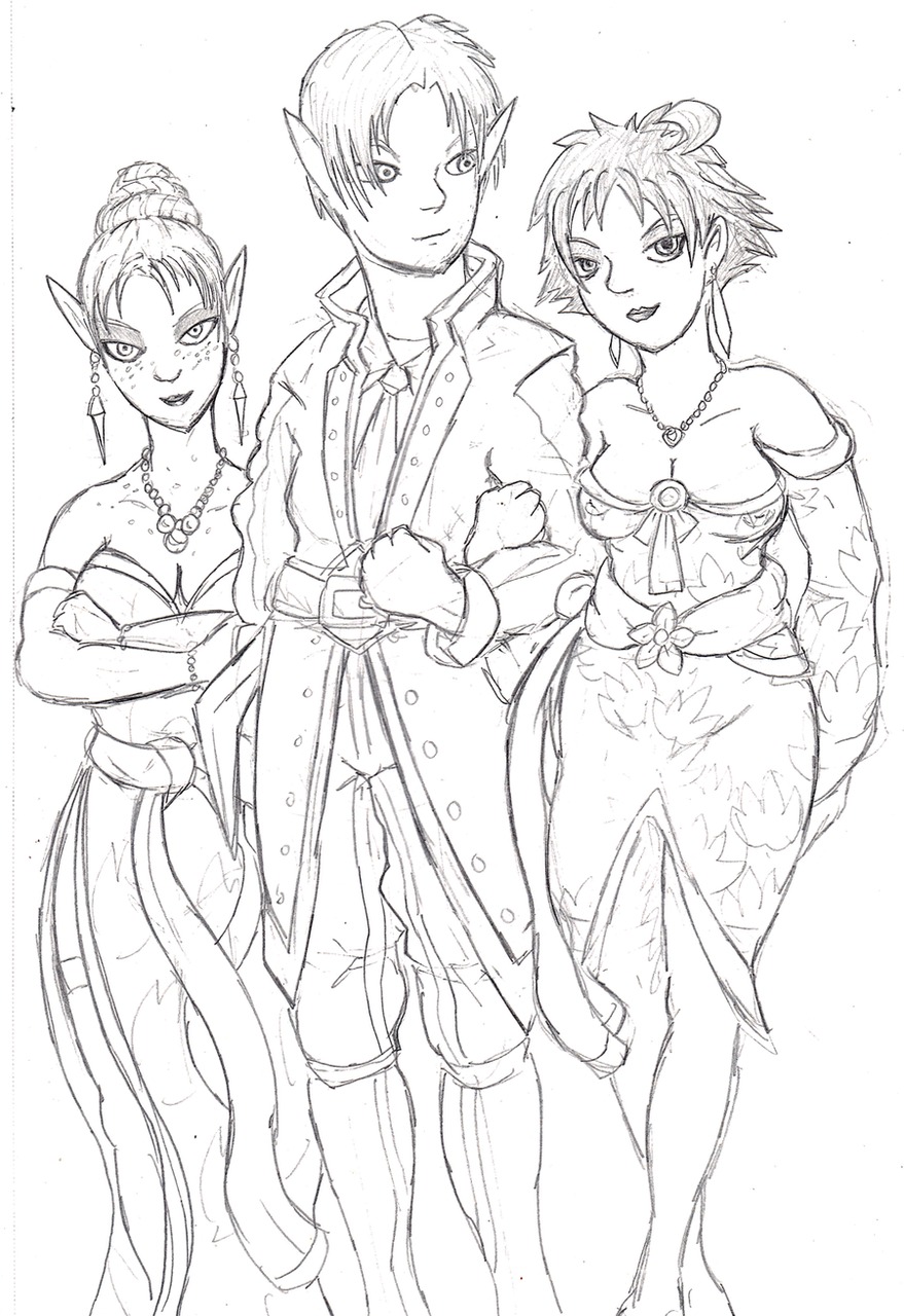 breasts dungeons_and_dragons elf female inerrant_lust male monochrome rule34 tagme