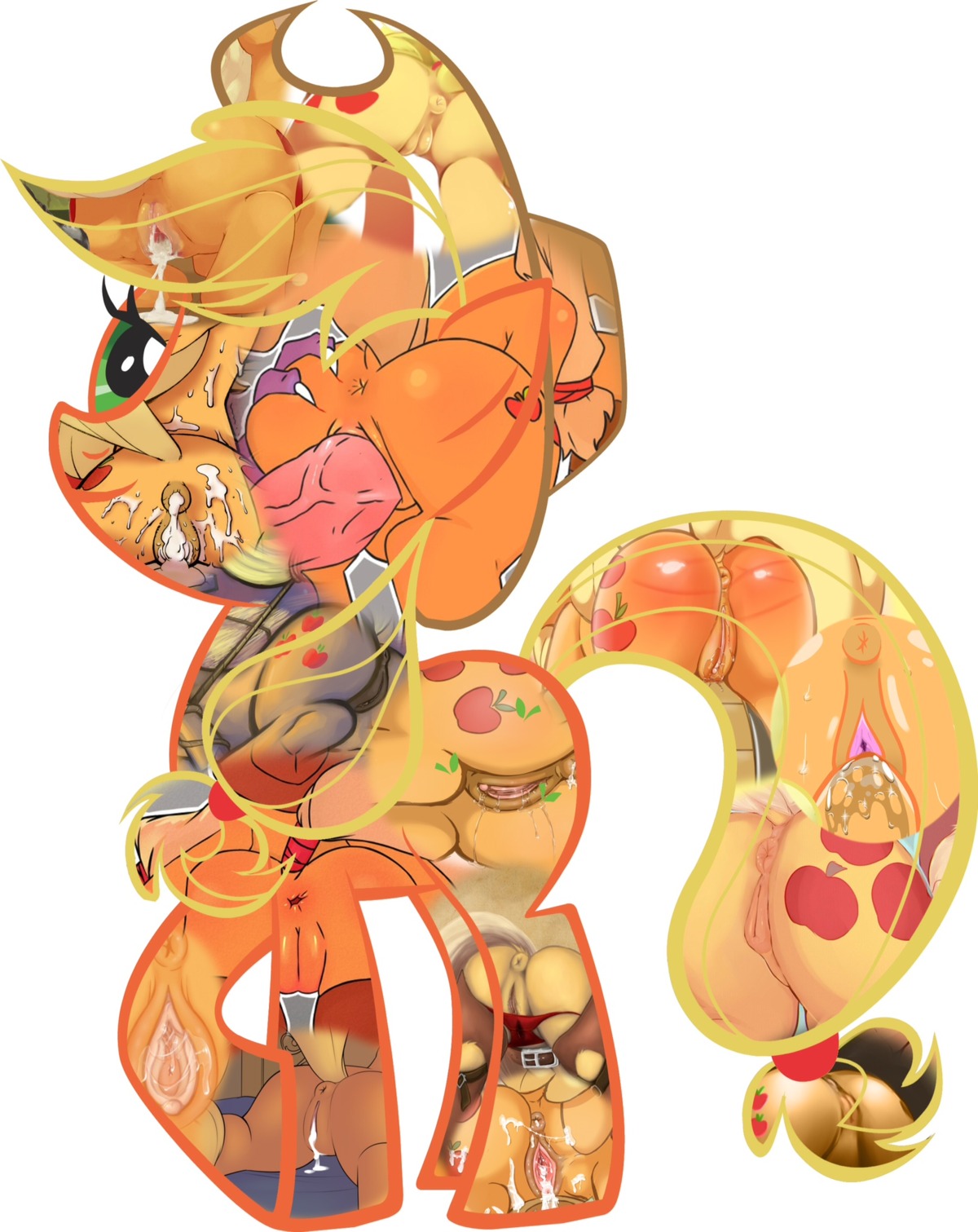 anus applejack_(mlp) blonde_hair bodily_fluids butt butt_grab clothing cowboy_hat cum cum_in_ass cum_inside cutie_mark e621 earth_pony equid equine erection female feral friendship_is_magic fur genital_fluids genitals green_eyes hair hand_on_butt hasbro hat headgear headwear hi_res horse male male/female mammal multiple_images my_little_pony orange_body orange_fur penetration penis pony postmodernism simple_background solo surrealism unknown_artist vaginal vaginal_penetration vein vulva