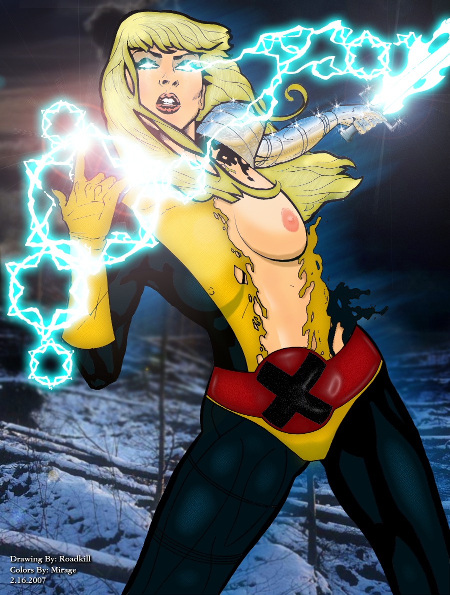 blonde_hair breasts female magik_(illyana_rasputin) marvel marvel_comics new_mutants nipples one_breast_out rule34 straight_hair torn_clothes x-men