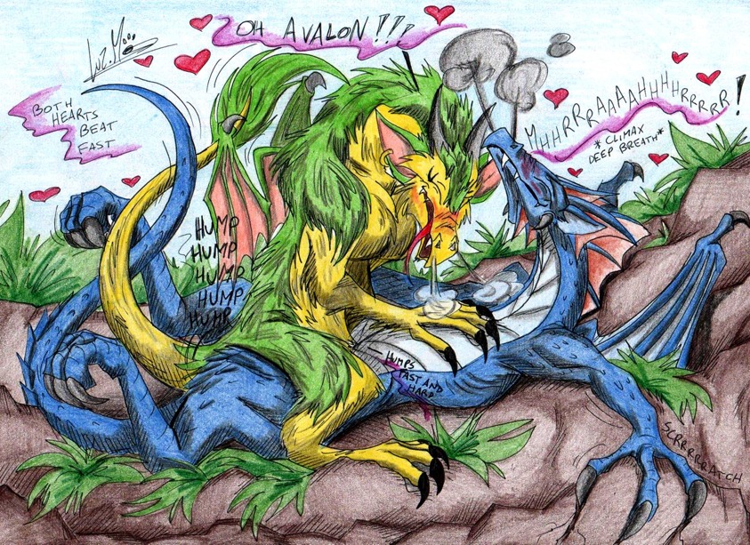 blue_body day dialogue dragon duo e621 english_text female feral feral_on_feral firedarkdragon heart_symbol male male/female membrane_(anatomy) membranous_wings mythological_creature mythological_scalie mythology outside scalie sex tail text wings