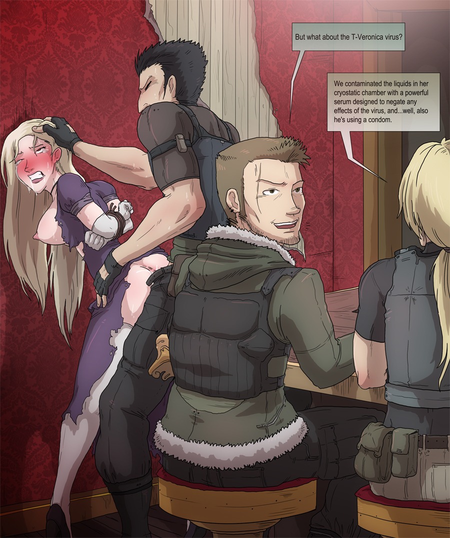 alexia_ashford anus ass big_breasts bondage breasts breasts_out clothed clothing dialogue dress female male male/female nipples pussy rape resident_evil resident_evil_code_veronica rule34 sex sparrow_(artist) straight tear torn_clothes vaginal vaginal_penetration