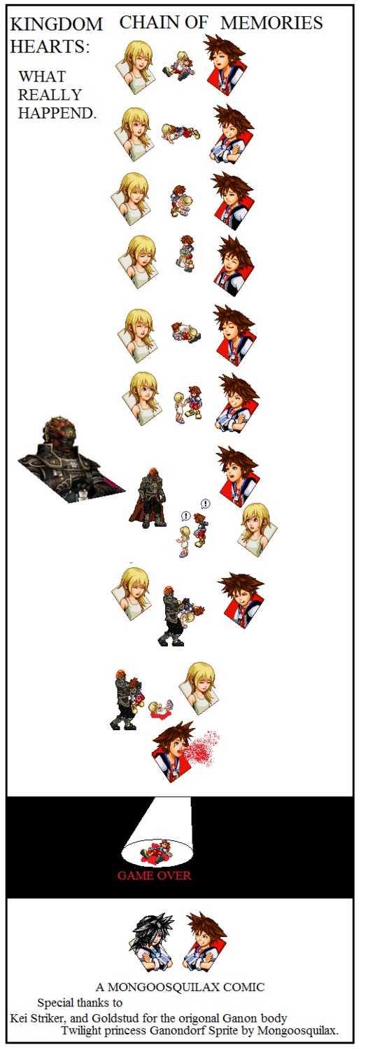 comic disney female ganondorf ganondorf_(twilight_princess) gore guro kingdom_hearts light-skinned_female light-skinned_male light_skin male namine no_visible_genitalia rule34 sora sora_(kingdom_hearts) square_enix straight_hair the_legend_of_zelda twilight_princess young