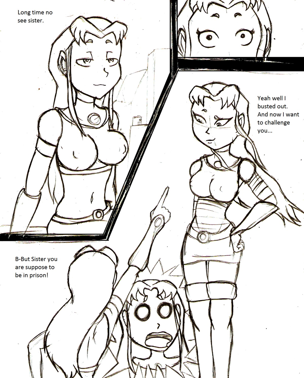 2d alien alien_girl alien_look_like_human blackfire comic dc dc_comics female komand'r koriand'r rule34 starfire straight_hair teen_titans
