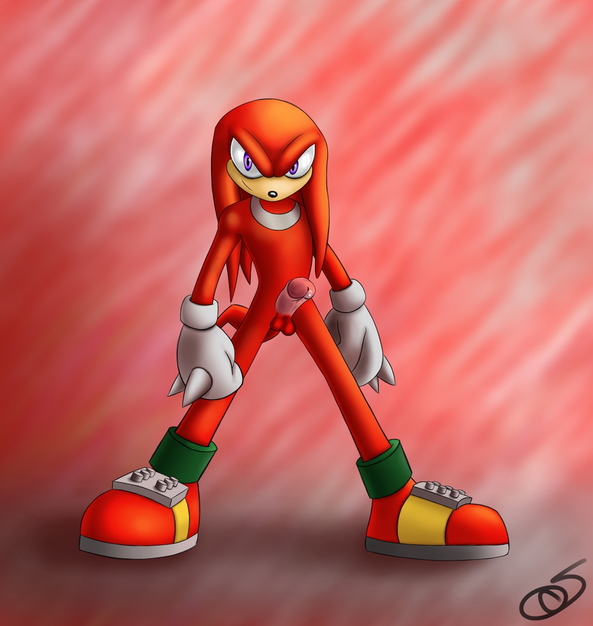 anthro anthrofied balls bodily_fluids dripping e621 echidna erection genital_fluids genitals hi_res humanoid_genitalia humanoid_penis knuckles_the_echidna looking_at_viewer male mammal monotreme penis precum purple_eyes sega solo sonic_the_hedgehog_(series) spread_legs spreading tail unknown_artist