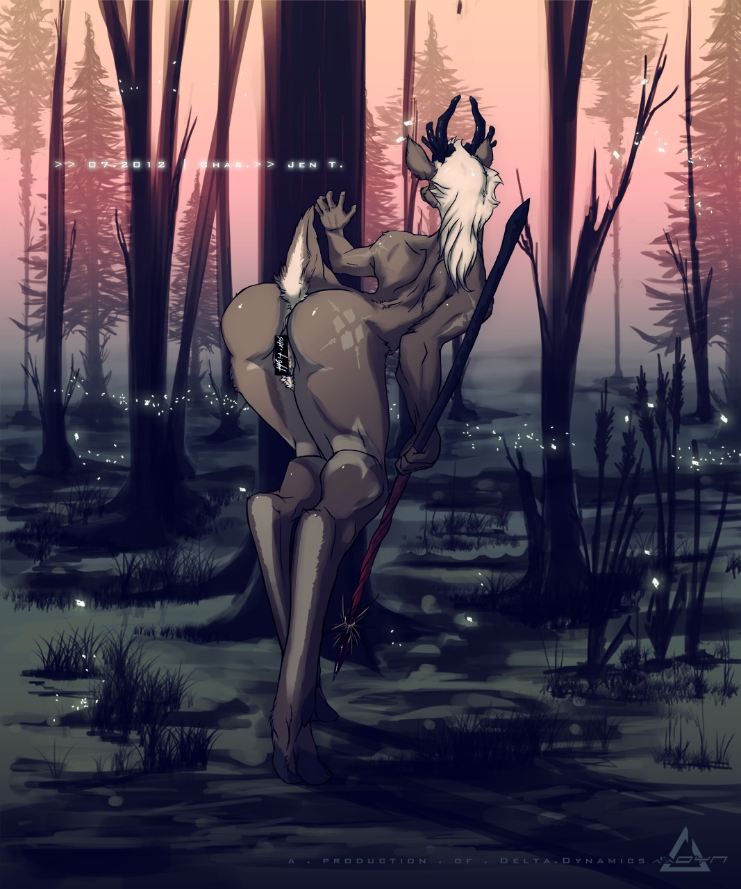 2012 anthro barely_visible_genitalia barely_visible_vulva cataclysms censor_bar censored deer delta.dynamics detailed_background e621 female forest genitals hi_res hooves horn ineffective_censorship into_the_woods_(delta.dynamics) jen_(delta.dynamics) mammal nature nude outside plant solo tree vulva wood