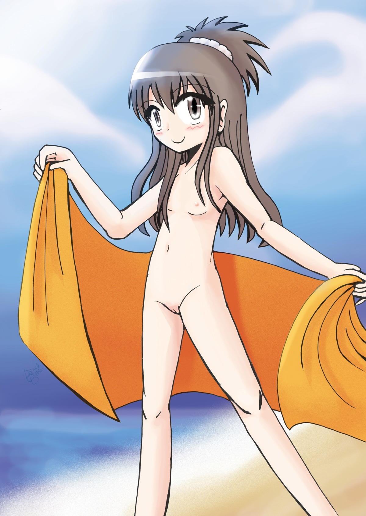 blackbible blush female flat_chest rule34 tagme to_love-ru towel uncensored yuuki_mikan
