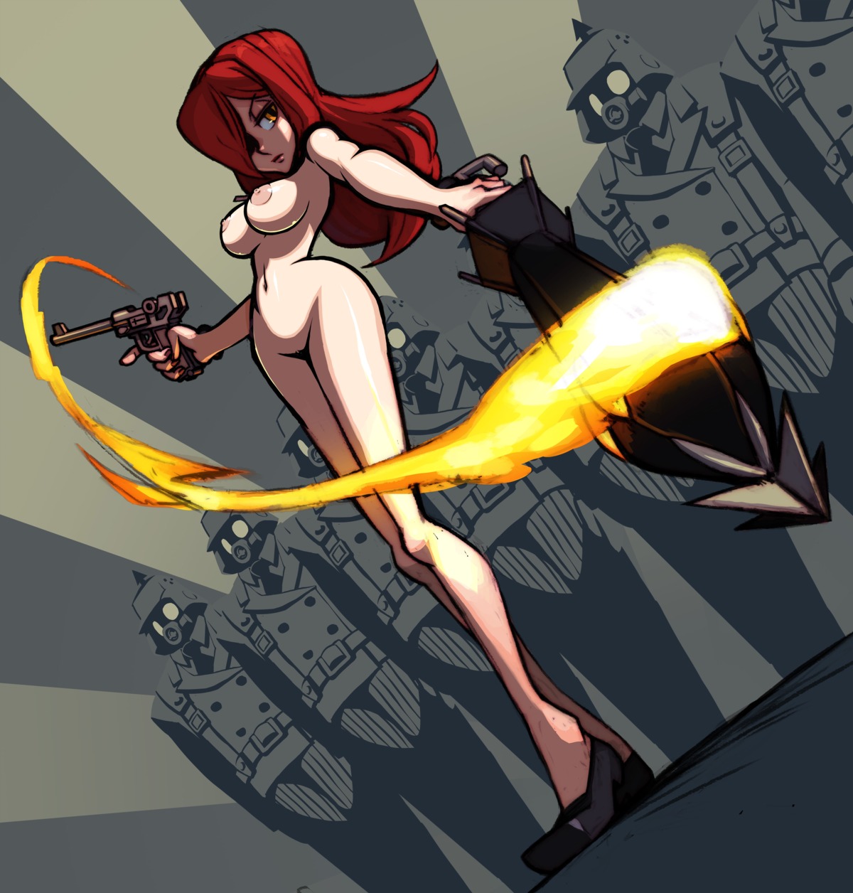 absurdres edit female highres krieg_(skullgirls) parasoul photoshop red_hair rule34 skullgirls