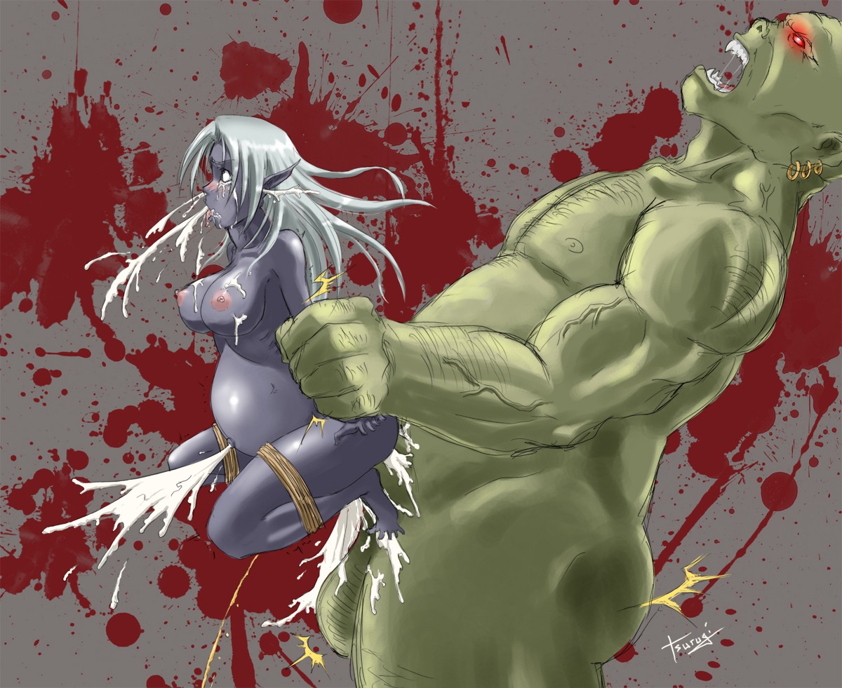 1boy 1girls blizzard_entertainment bondage creampie cum cum_inflation cum_inside cum_out_nose cumflated_belly cumflation drow elf female inflation male nipples orc rape restrained rule34 sex tagme tears tsurugi9000 warcraft world_of_warcraft