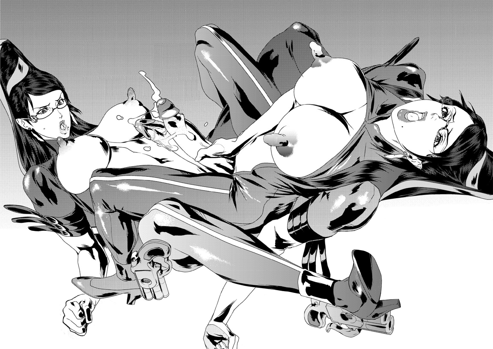 2futas areola balls bayonetta bayonetta_(character) breast_milk breasts breasts_out cleavage clone clonecest cum cum_on_penis cum_string cum_trail decensored duo ejaculation erect_nipples frottage futa_on_futa futa_only futa_with_futa futanari glasses handjob high_heels highres intersex konbuni lactation large_breasts mole monochrome multi_genitalia multi_penis nipples open_mouth penis penis_nipples penises_touching rule34 sega selfcest testicles triphallia twins uncensored unzipped voluptuous
