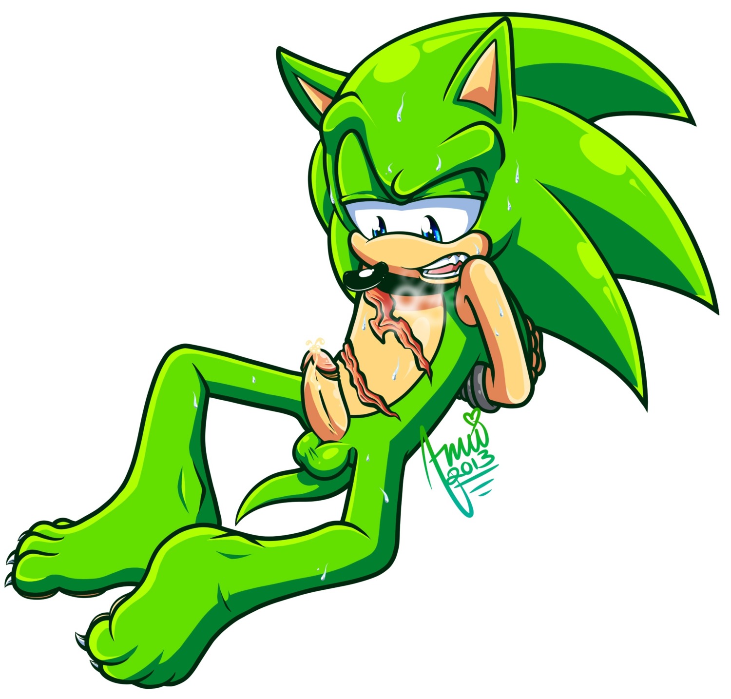 amuzoreh anthro archie_comics balls bdsm blue_eyes bondage bound e621 erection eulipotyphlan genitals green_body hedgehog hi_res humanoid_genitalia humanoid_penis male mammal nude open_mouth penis scar scourge_the_hedgehog sega simple_background solo sonic_the_hedgehog_(archie) sonic_the_hedgehog_(comics) sonic_the_hedgehog_(series) submissive submissive_male teeth white_background