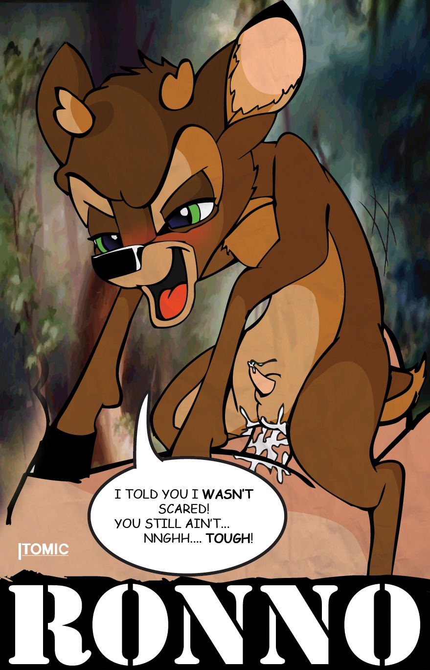 anal anal_penetration antlers balls bambi_(film) bdsm bestiality blush bodily_fluids cum cum_in_ass cum_inside deer disney dominant dominant_young duo e621 english_text erection feral feral_penetrated fur genital_fluids genitals green_eyes hi_res horn human human_on_feral human_penetrating human_penetrating_feral interspecies itomic male male/male male_on_feral male_penetrated male_penetrating male_penetrating_male mammal mule_deer new_world_deer nude penetration penis power_bottom ronno sex shota taunting text young young_feral young_male