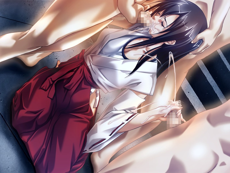 censored clothed_female_nude_male cum ejaculation fellatio female group_sex hakama handjob helter_skelter human japanese_clothes kagami_miu male miko oral penis rule34 sex straight