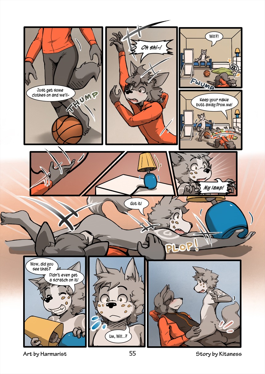accidental_sex adolescent age_difference alex_(harmarist) animal_genitalia anthro balls barefoot basketball bed blush bottomwear brother_(lore) brothers_(lore) bulge canid canine canis child clothed clothed_anthro clothed_male clothing comic dialogue duo e621 electronics english_text erection falling fangs feet fully_clothed fully_clothed_anthro fully_clothed_male fur furniture genitals grin harmarist hi_res hoodie imminent_sex incest_(lore) intraspecies jacket lamp lol_comments male male/male male_anthro mammal multiple_scenes nude nude_anthro nude_male number older_brother older_male older_sibling on_top open_mouth page_number panicked_look raised_tail sex sexual_awakening sheath sheath_and_knife shirt shorts sibling_(lore) size_difference smile star straddling tail teeth text toes topwear tripping unwanted_erection will_(harmarist) wolf young young_anthro young_male zipper