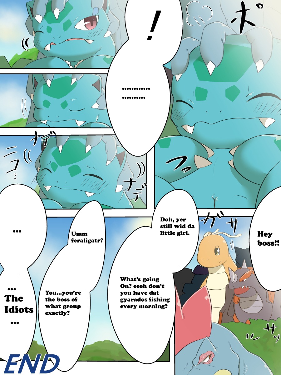3:4 blush chigiri comic digital_media_(artwork) e621 english_text female feraligatr generation_1_pokemon generation_2_pokemon genitals group hi_res ivysaur male nintendo outside pokemon pokemon_(species) text vulva