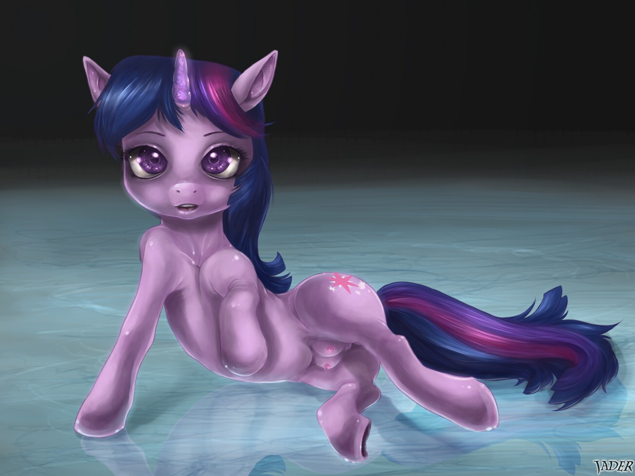 2013 4:3 cutie_mark e621 equid equine female feral friendship_is_magic fur hair hasbro horn jader looking_at_viewer mammal multicolored_hair my_little_pony mythological_creature mythological_equine mythology purple_body purple_eyes purple_fur purple_hair quadruped solo tail teats twilight_sparkle_(mlp) two_tone_hair unicorn