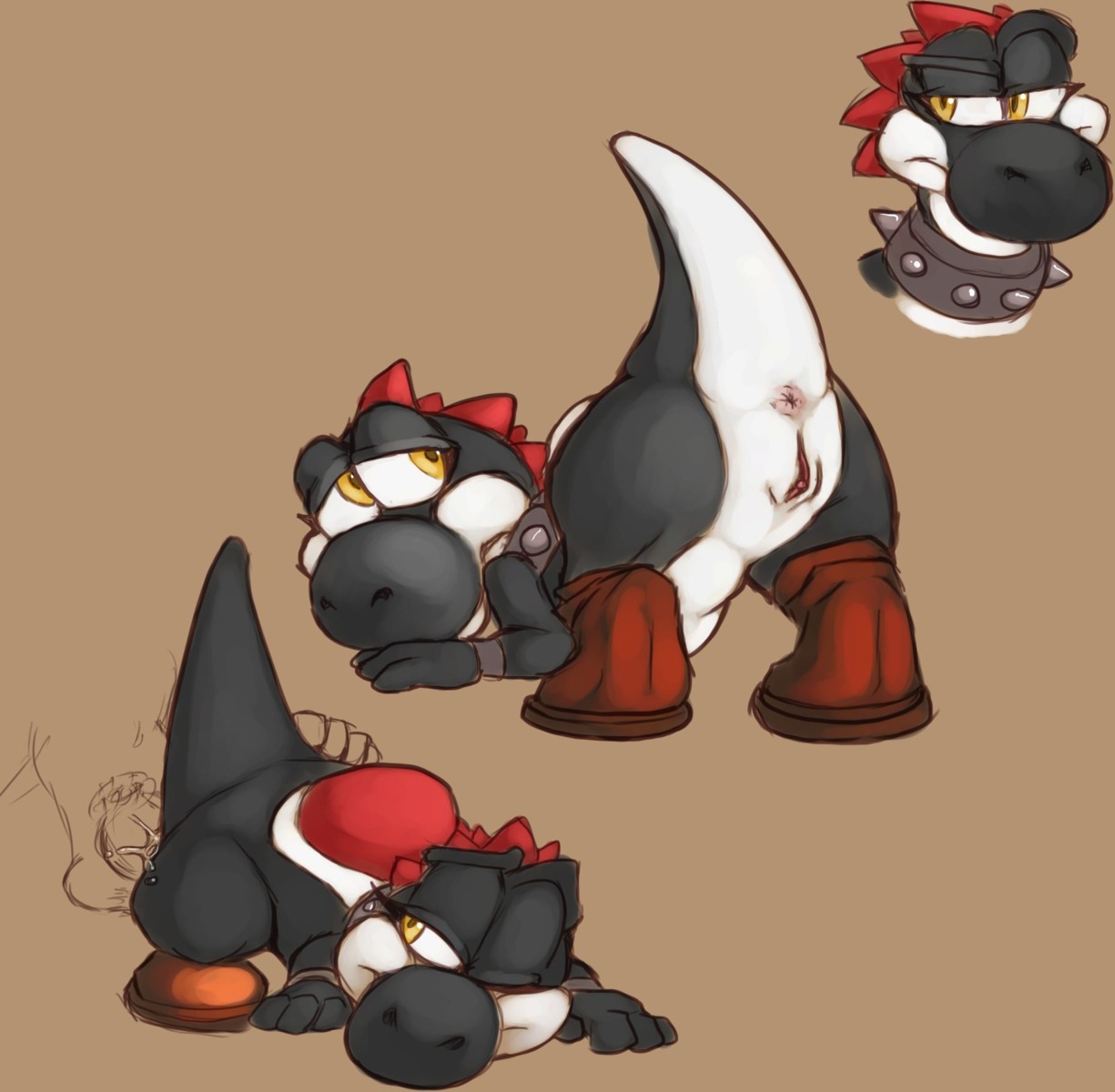 all_fours anus dinosaur female feral looking_back mario_(series) mel_the_hybrid nintendo presenting pussy raised_tail rule34 scalie sex smooth_skin tail top-down_bottom-up yoshi