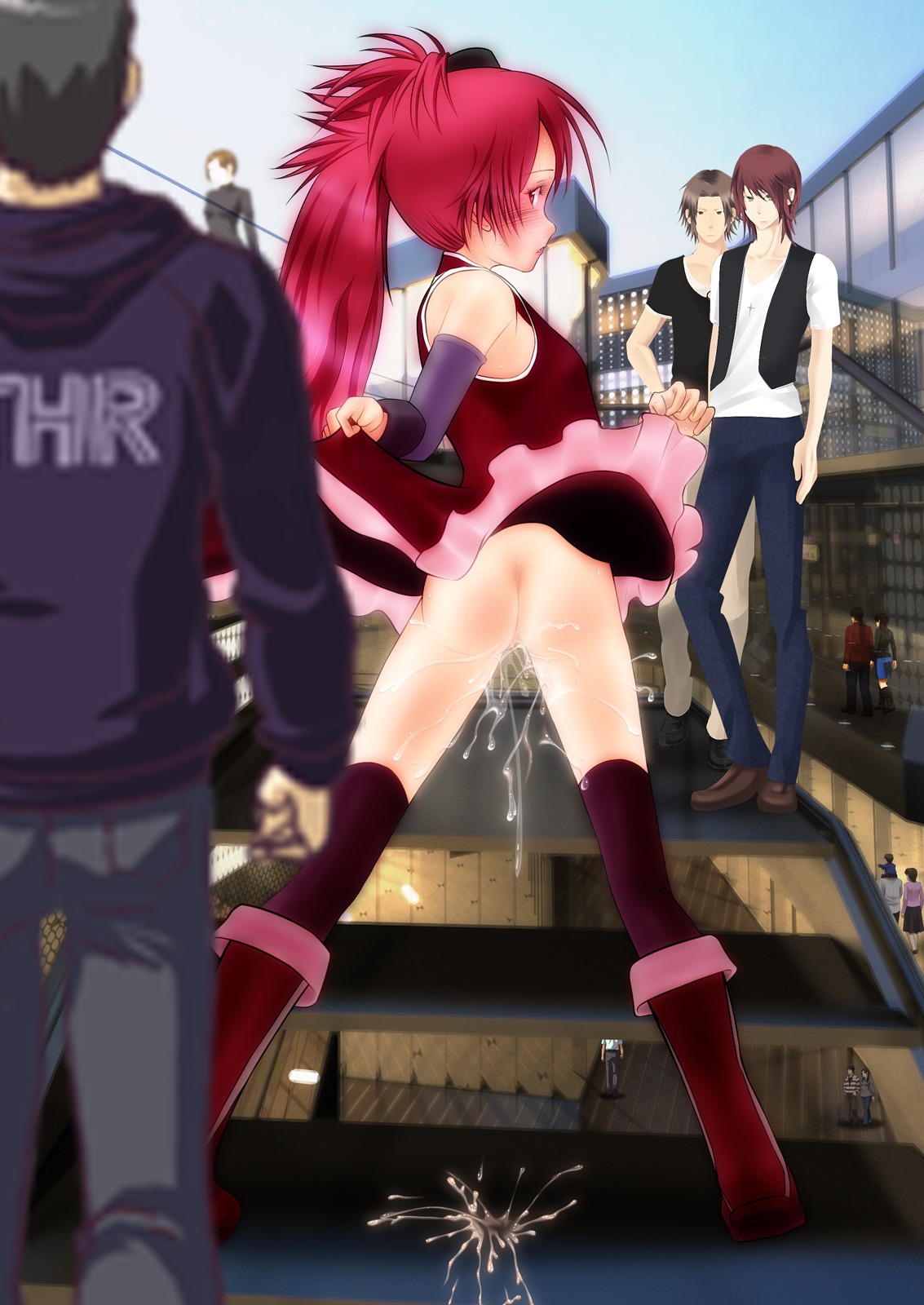 1girls female female_focus mahou_shoujo_madoka_magica male multiple_boys rule34 sakura_kyouko solo_focus tagme