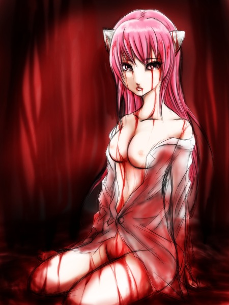 1girls blood elfen_lied female female_only lucy_(elfen_lied) rule34 solo tagme