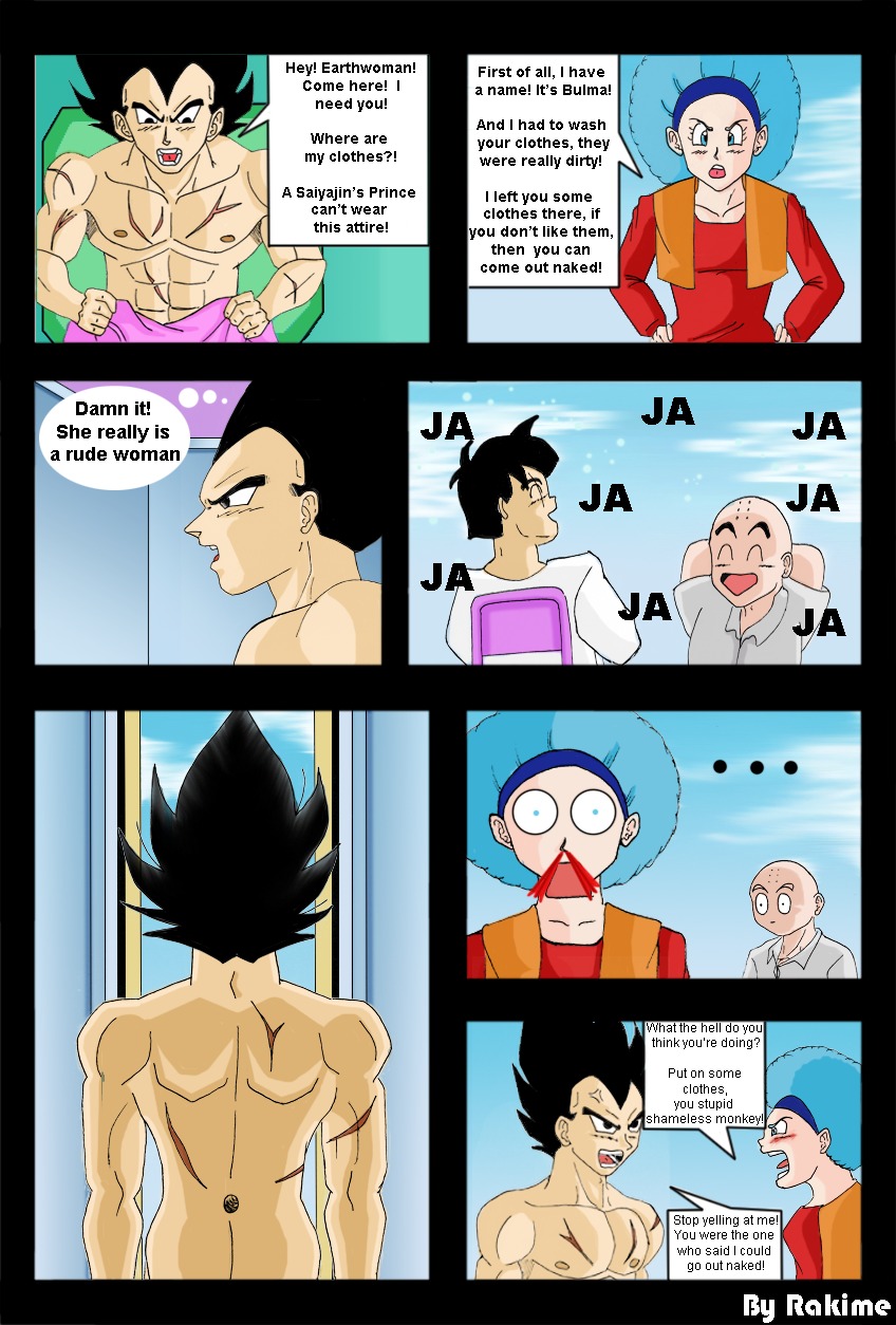 afro bulma bulma_(afro) bulma_(dragon_ball) bulma_briefs dragon_ball dragon_ball_z female human krillin kuririn male rakime rule34 straight_hair vegeta yamcha