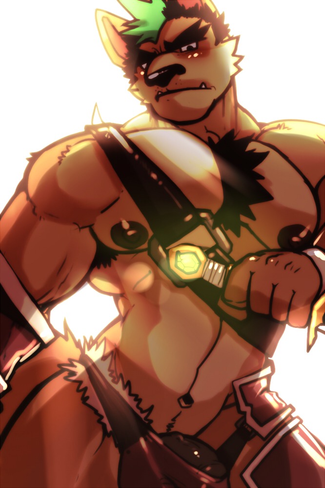 anthro armpit_hair body_hair canid canine chest_tuft e621 fur genitals komboochie male mammal melee_weapon muscular muscular_anthro muscular_male nude penis simple_background solo sword tuft weapon