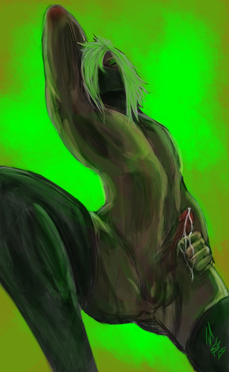 balls bodily_fluids clothing cum e621 erection genital_fluids genitals hi_res humanoid_genitalia humanoid_penis legwear male mask masturbation penile penile_masturbation penis solo toxic unknown_artist
