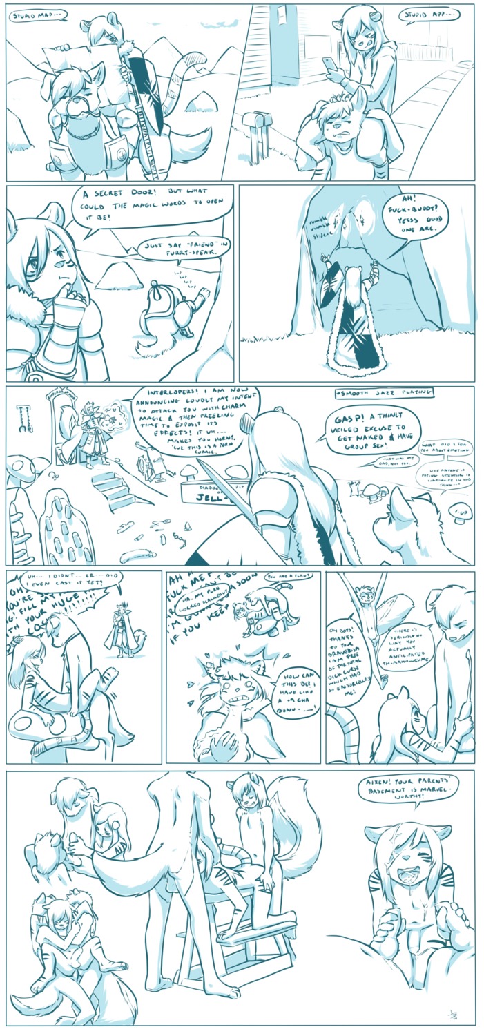 2014 absurd_res anal anal_penetration animal_genitalia animal_penis anthro anthro_on_feral anthro_penetrated aogami arcshep backsack balls bestiality bodily_fluids butt canid canine canine_genitalia canine_penis canis comic cum cum_in_mouth cum_inside cumshot dialogue domestic_dog double_handjob double_penetration e621 ejaculation english_text erection felid fellatio feral feral_penetrating feral_penetrating_anthro genital_fluids genitals german_shepherd group group_sex hair handjob herding_dog hi_res knot long_hair male male/male male_penetrated male_penetrating male_penetrating_male mammal melee_weapon mephitid oral oral_invitation orgasm pantherine pastoral_dog penetration penile penis roleplay sex skunk spitroast sword text threesome tiger trio weapon wiiffler young young_anthro