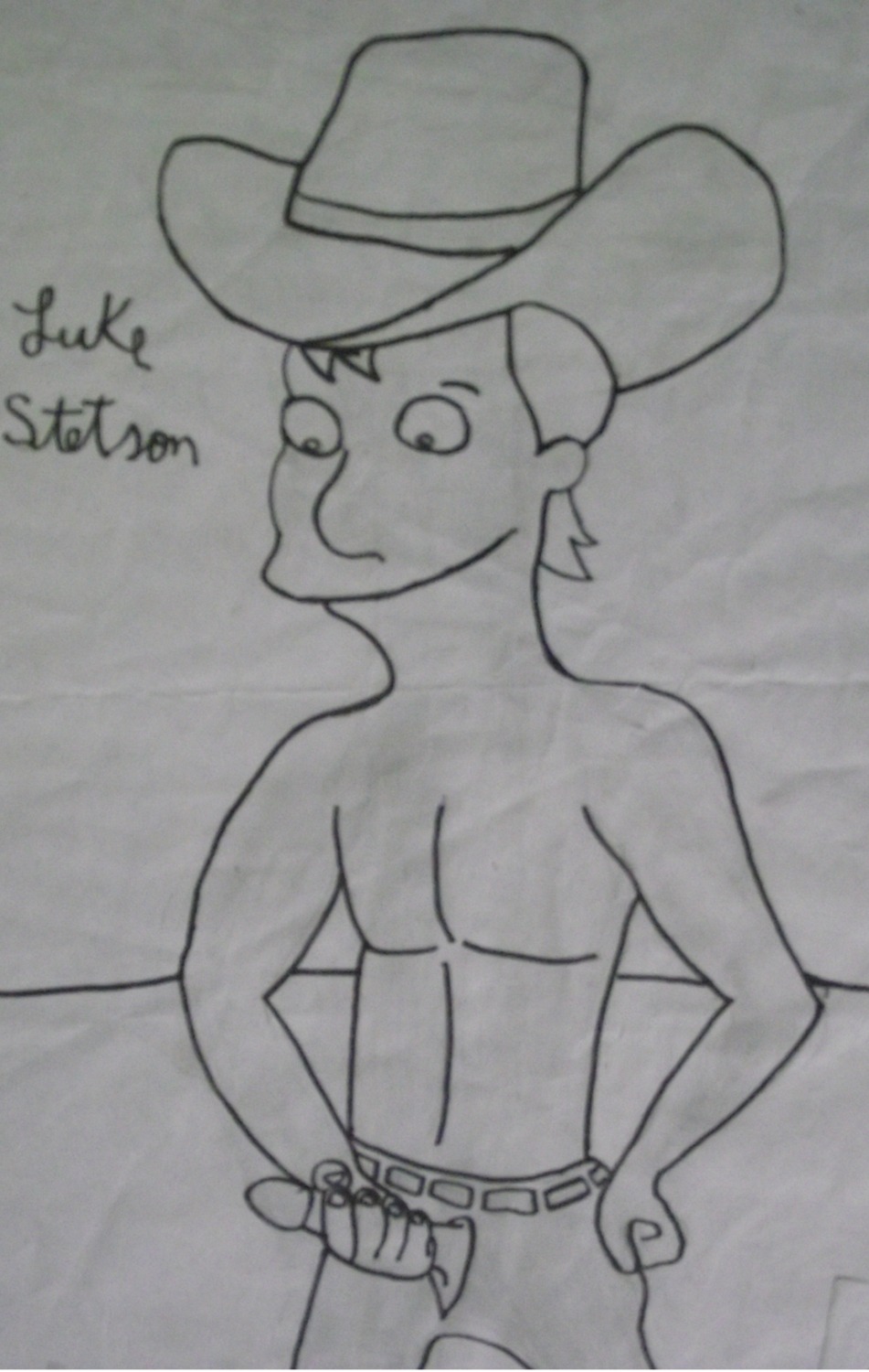 character_name front_view handjob hat human luke_stetson male male_only masturbation monochrome penis rule34 solo tagme the_simpsons topless