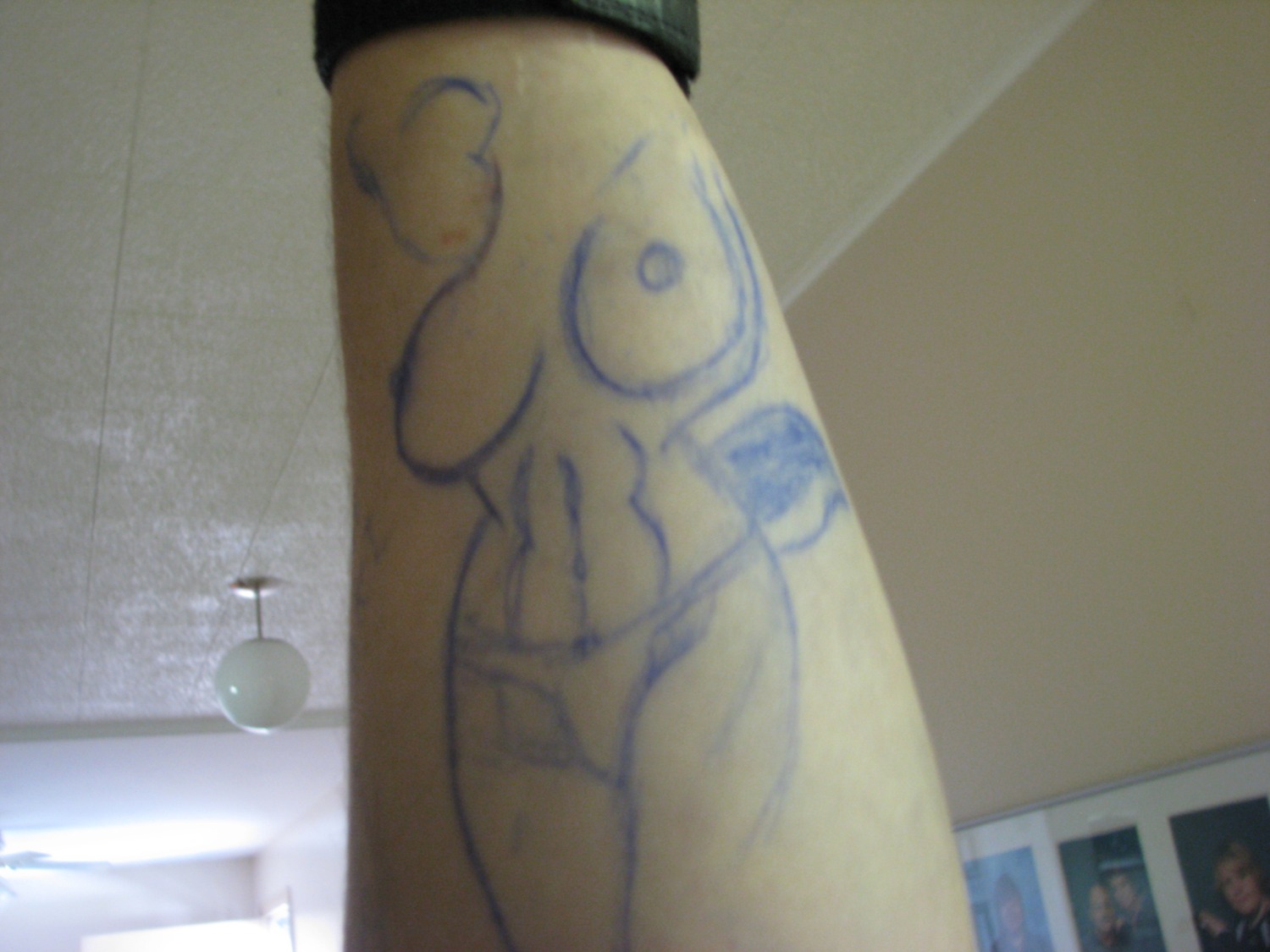 4:3 abs body_art clothed clothing duo e621 female grandfathered_content hi_res pen_(artwork) real solo_focus tattoo tattoo_(artwork) thong topless traditional_media_(artwork) underwear unknown_artist unknown_species