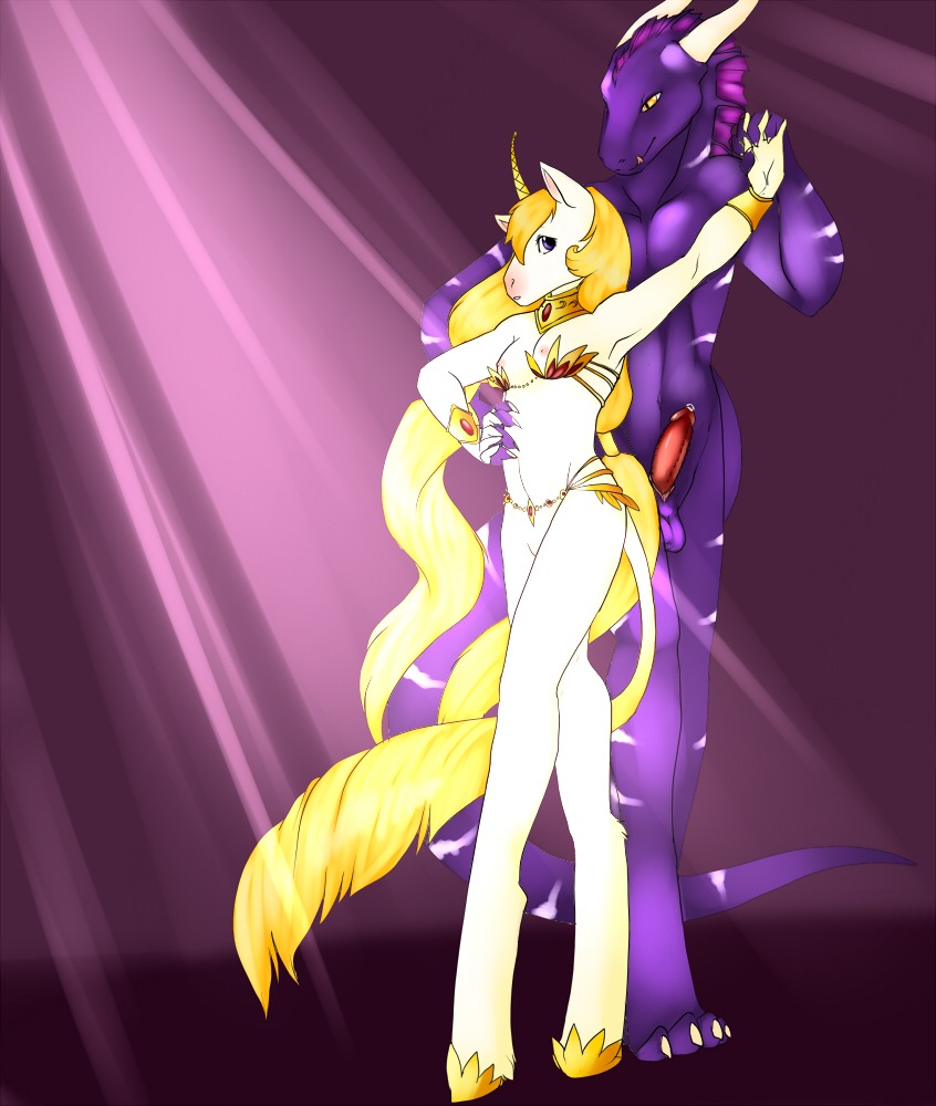 2011 anthro balls breasts claws cute dancing domination dragon equine erection female fortuna furry horn horse male mythology nipples nude penis precum purple_eyes rule34 scalie straight tail tongue unicorn yellow_eyes