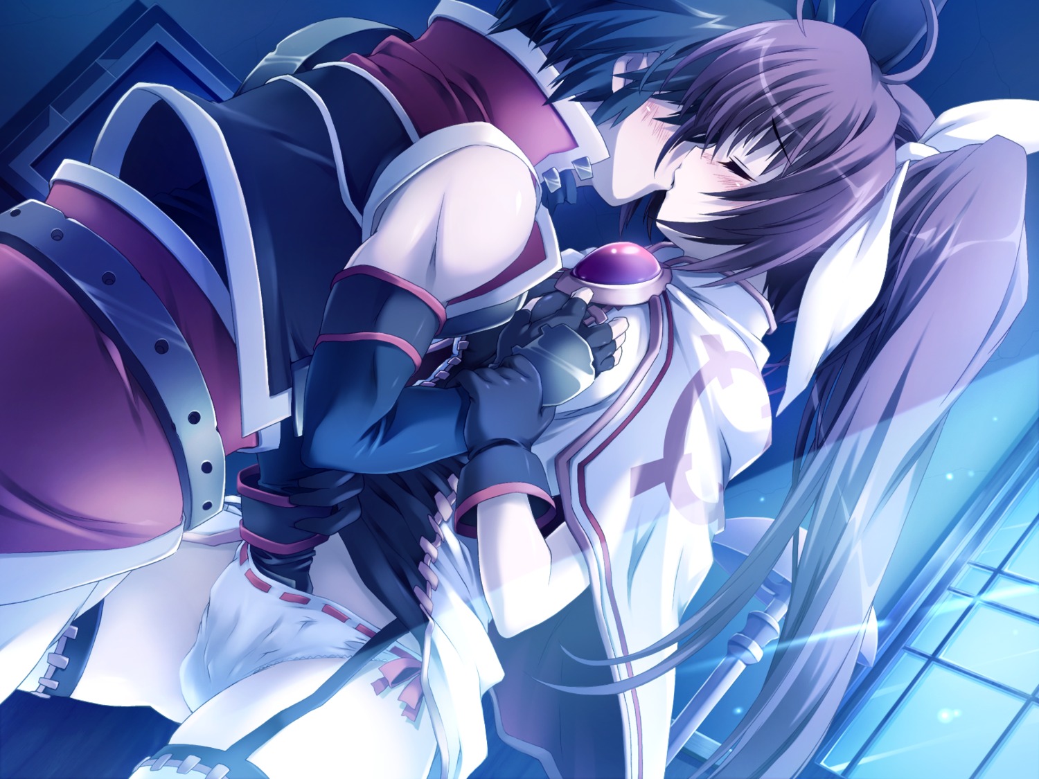 blush breast_grab breasts female game_cg kissing mitsuki_mantarou otome_renshin_prister rule34