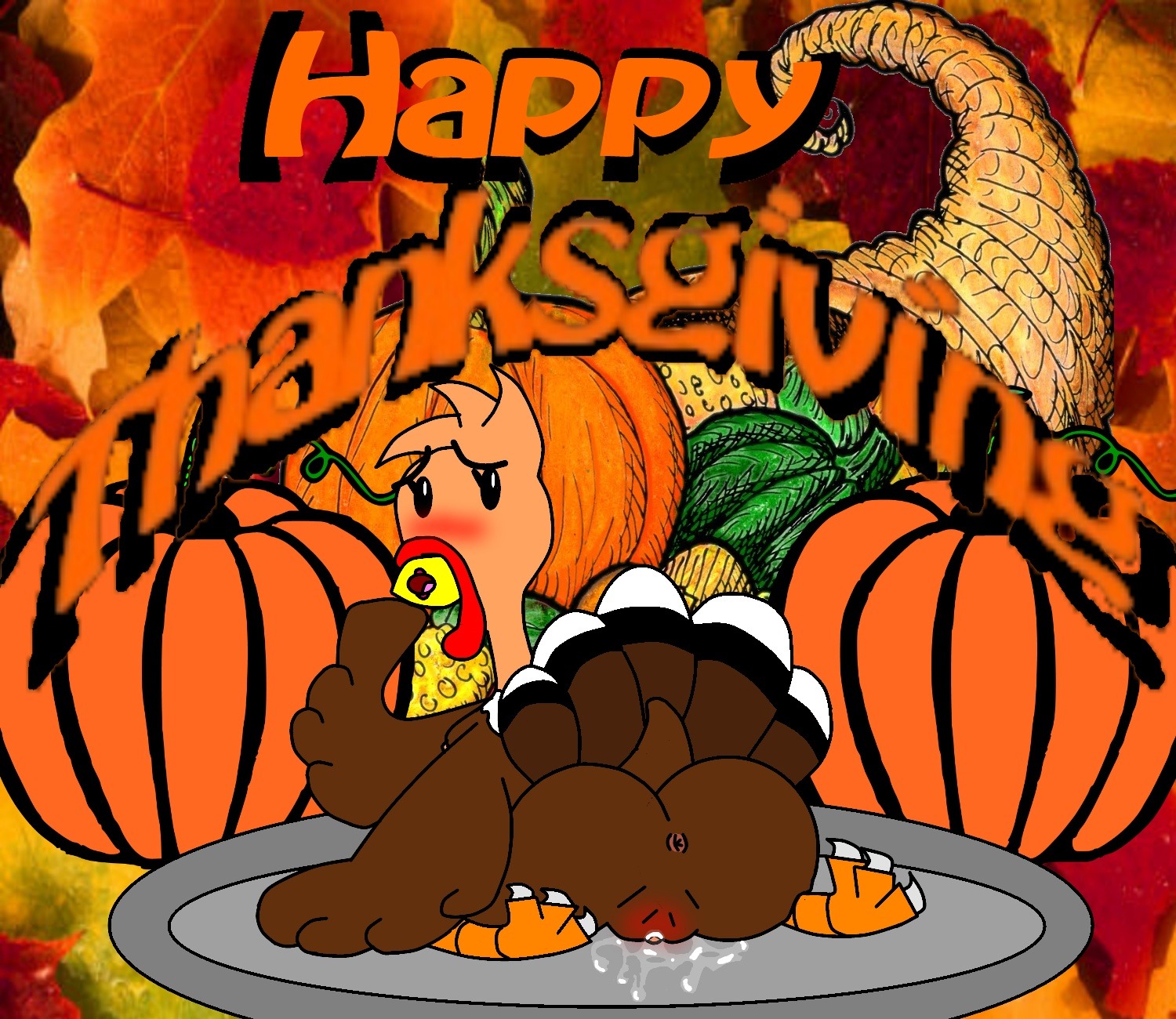 anus autumn avian bird bodily_fluids cum e621 female feral food fruit galliform genital_fluids genitals hi_res holidays phasianid plant plate pumpkin solo thanksgiving thunderfap turkey vaginal_fluids vulva