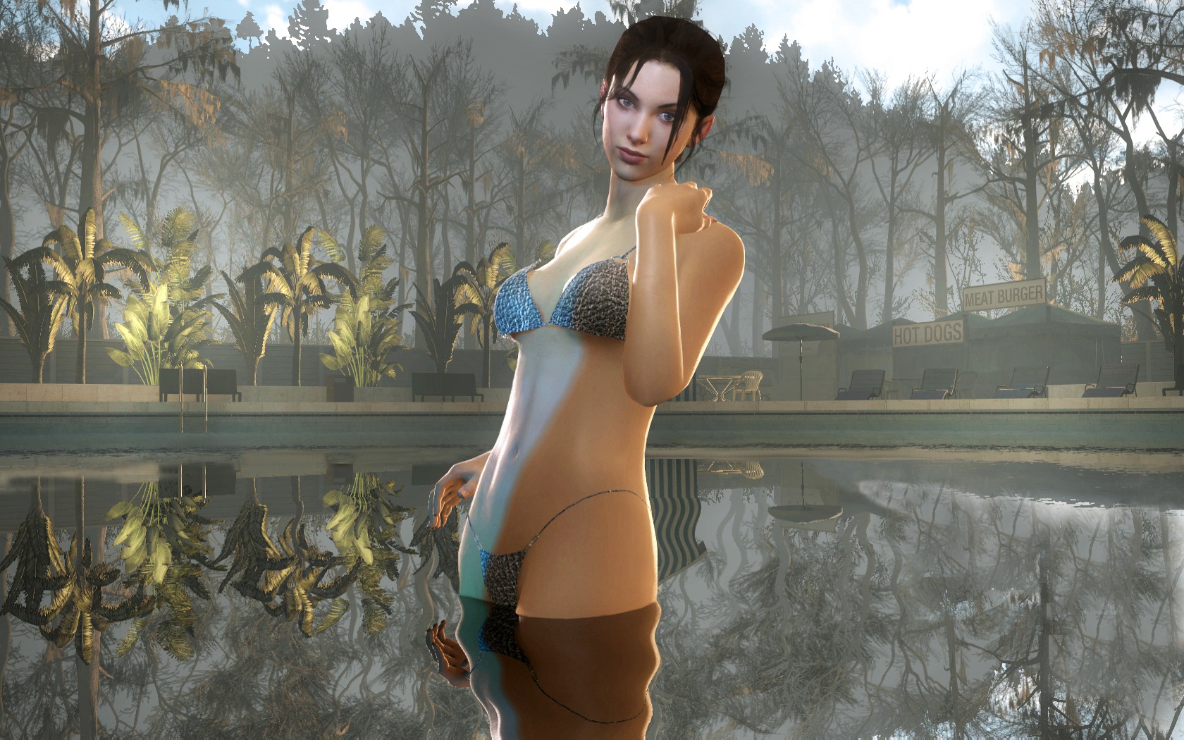 1girls 3d bra female female_only garry's_mod human human_female human_only left_4_dead left_4_dead_(series) panties rastifan rule34 solo solo_female tagme underwear underwear_only water zoey_(left_4_dead)