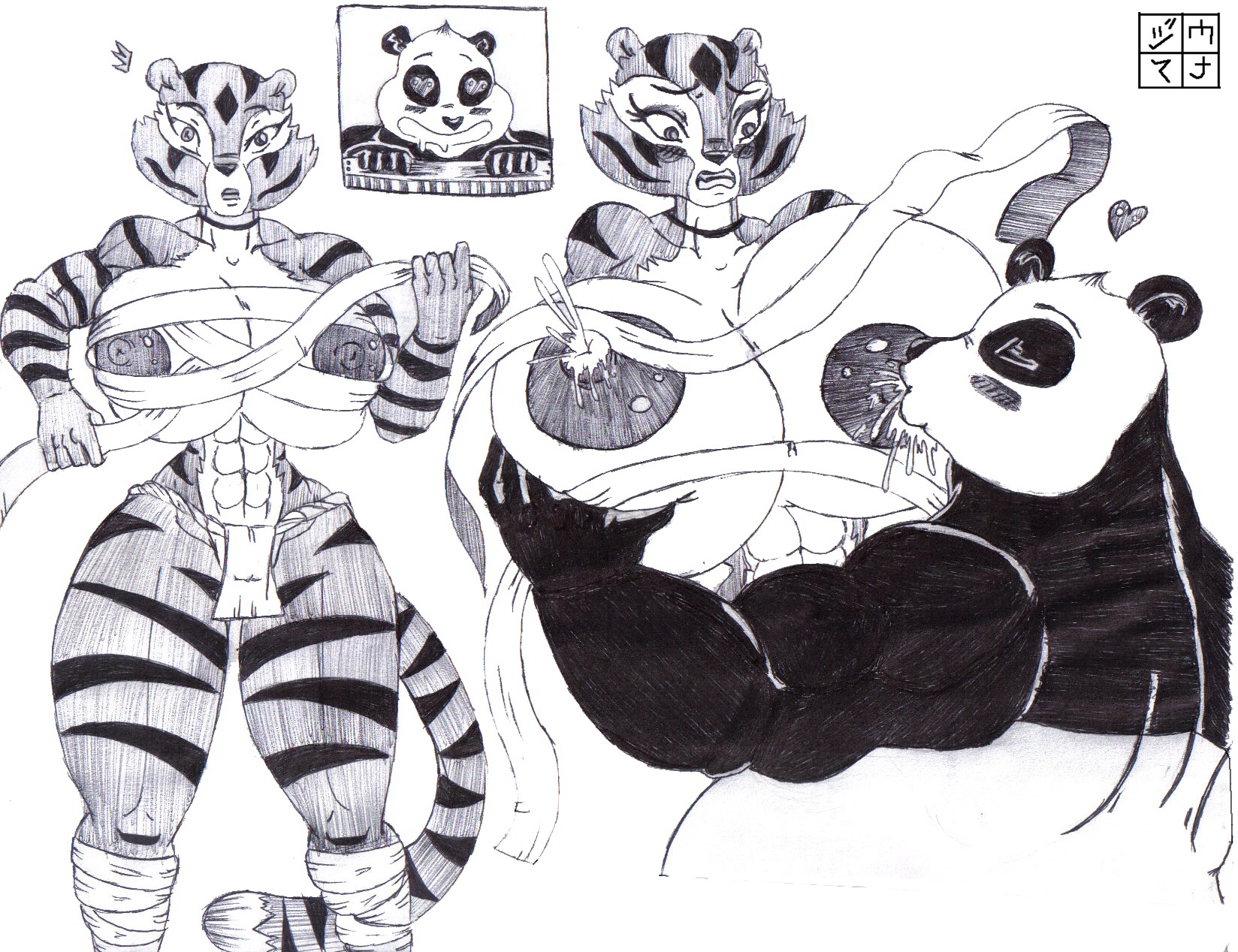 anthro bear dreamworks dxoz feline female giant_panda kung_fu_panda male master_po_ping master_tigress panda po rule34 tagme tiger
