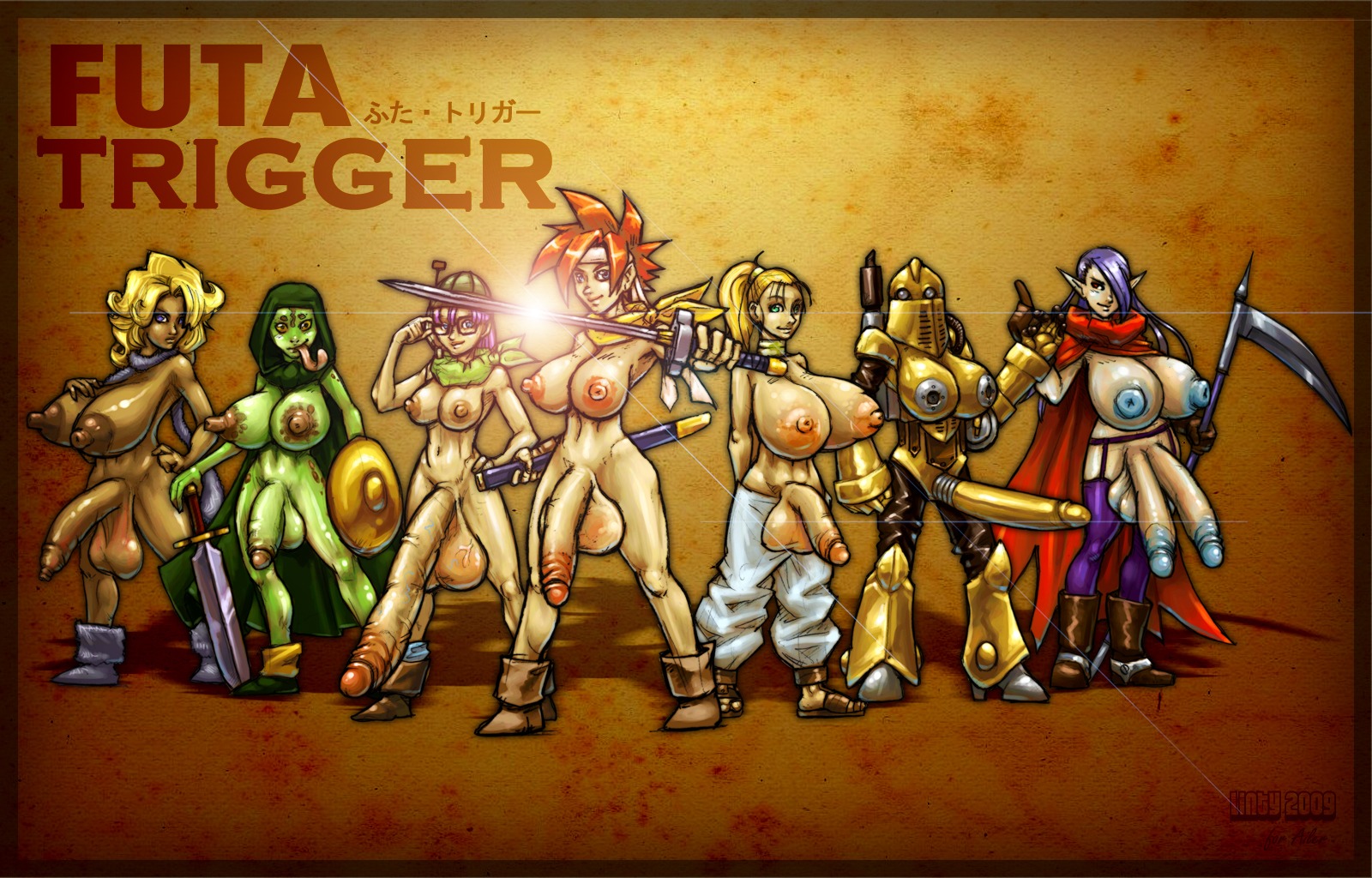 2009 4_balls 7futas areolae ayla_(chrono_trigger) balls ballsack breasts chrono_(series) chrono_trigger crono curvy dangling_balls dangling_testicles diphallia diphallism english_text erect_nipples erection flaccid flaccid_penis foreskin frog_(chrono_trigger) futa_sans_balls futa_with_futa futanari half-erect huge_nipples human humanoid humanoid_penis hyper hyper_balls hyper_breasts hyper_penis intersex japanese_text large_nipples linty long_foreskin long_penis low_hanging_balls lucca_ashtear magus_(chrono_trigger) marle multi_balls multi_genitalia multi_penis muscular muscular_futa nipples no_panties nude penis penis_out retracted_foreskin robo_(chrono_trigger) rule34 rule_63 sagging_balls scrotum shaved_crotch smooth_penis standing testicles text topless uncircumcised uncut uneven_balls unretracted_foreskin veiny_penis very_long_penis