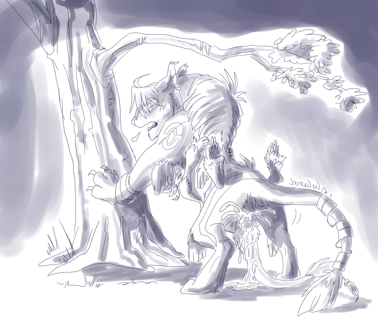 2011 anthro anthro_on_feral bestiality bodily_fluids clinging cum cum_inside dominant dragon duo dynamo e621 excessive_cum excessive_genital_fluids felid female feral fur furred_dragon furred_scalie genital_fluids interspecies larger_dom larger_male leaning lying male male/female mammal messy monochrome mythological_creature mythological_scalie mythology nhala_levee on_back plant scalie sex size_difference sketch smaller_female standing tail tree whiskers wood young