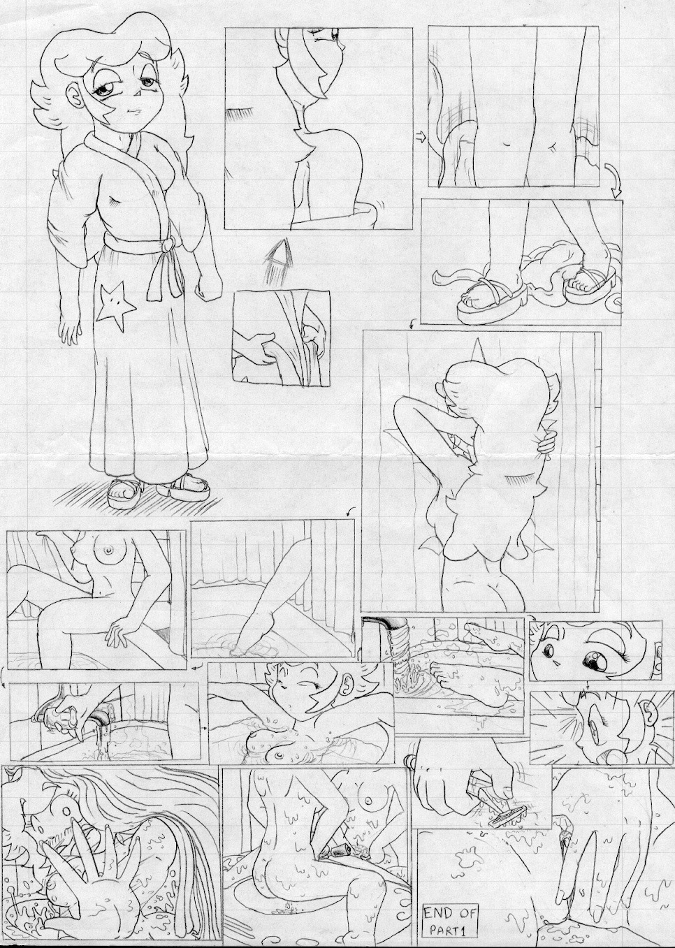 breasts clothes comic female female_only hope_(n_forever) human mario_(series) monochrome nintendo nipples nude princess_peach pussy rule34 shaving shaving_pussy solo straight_hair tagme vulva
