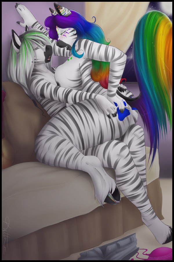 2011 2:3 anailaigh anthro black_border border bottomwear bra breasts butt butt_grab butt_markings clothing colorful_theme detailed_background duo e621 ear_piercing equid equine eyes_closed facial_markings female femboy footprint from_front_position furniture hair hand_on_butt head_markings holding_butt hooves jack_hyperfreak_(hyperfreak666) jiinnxx kneeling male male/female mammal markings mastery_position multicolored_hair night nude on_lap on_top open_mouth pawprint pawprint_(marking) piercing rainbow rainbow_hair raised_tail rear_view romantic romantic_couple sex shorts side_boob sitting sitting_on_lap sky slightly_chubby sofa sparklefur star starry_sky straddling stripes tail underwear zebra zeolf
