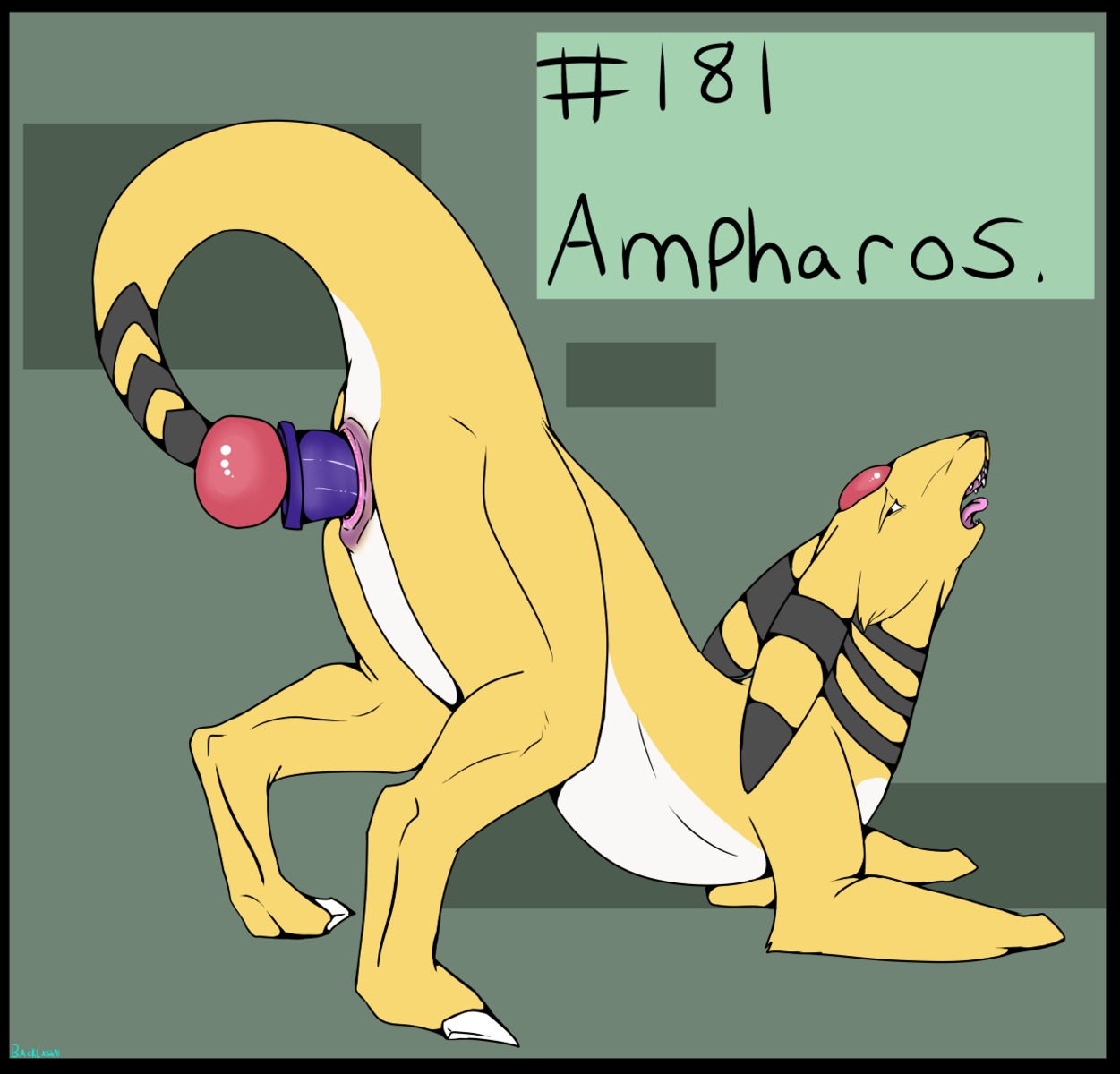 all_fours ampharos ass_up backlash91 black_border black_eyes border claws conditional_dnp digital_media_(artwork) dildo e621 english_text feet female feral generation_2_pokemon genitals green_background hashtag hi_res id_number looking_back masturbation nintendo number open_mouth orb penetration pokemon pokemon_(species) reptile scalie sex_toy sharp_teeth simple_background solo species_name teeth text toe_claws tongue tongue_out toying_self vaginal vaginal_masturbation vaginal_penetration vulva yellow_body yellow_skin