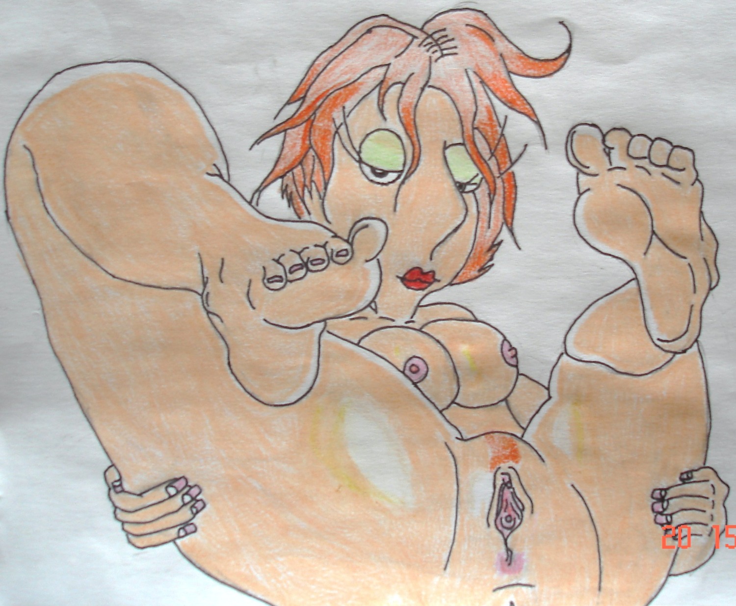 1girls 2d artist_request breasts completely_nude family_guy female female_only human lipstick lois_griffin nipples nude nude_female orange_hair pussy rule34 solo tagme vagina