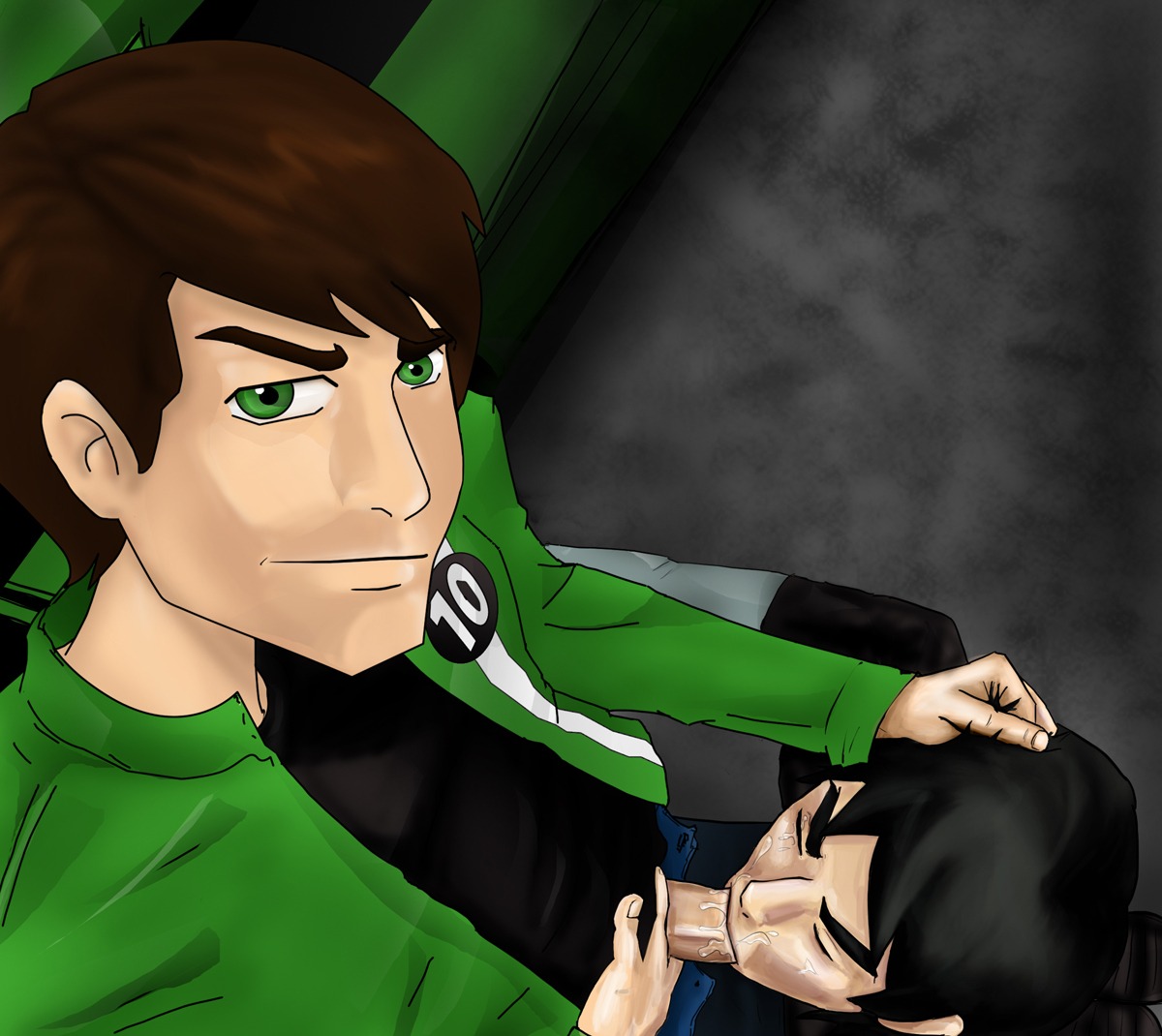 2boys ben_10 ben_10_alien_force ben_tennyson ben_tennyson_(alien_force) black_hair cum gay green_eyes kevin_levin male male_only oral penis rule34 yaoi