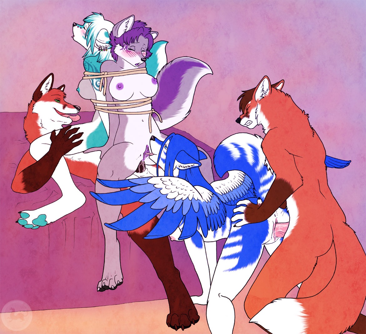 anal anal_penetration animal_genitalia anthro anus artica_sparkle bdsm big_breasts bisexual blush bondage bound breasts bridge_piercing canid canine canis cunnilingus dominant dominant_male e621 ear_piercing erection eyes_closed facial_piercing feathered_wings feathers female female/female fingerless_(marking) fox from_behind_position genitals group group_nudity group_sex hair interspecies jasonwerefox jess_(teckly) lying male male/female male_penetrating mammal nipples nose_piercing nude on_back open_mouth oral orgy penetration penis piercing purple_hair red_fox sabretoothed_ermine sex sheath submissive submissive_female tail tala_(suntattoowolf) third-party_edit tongue tongue_out true_fox vaginal vaginal_penetration vulva werefox_(character) wings wolf