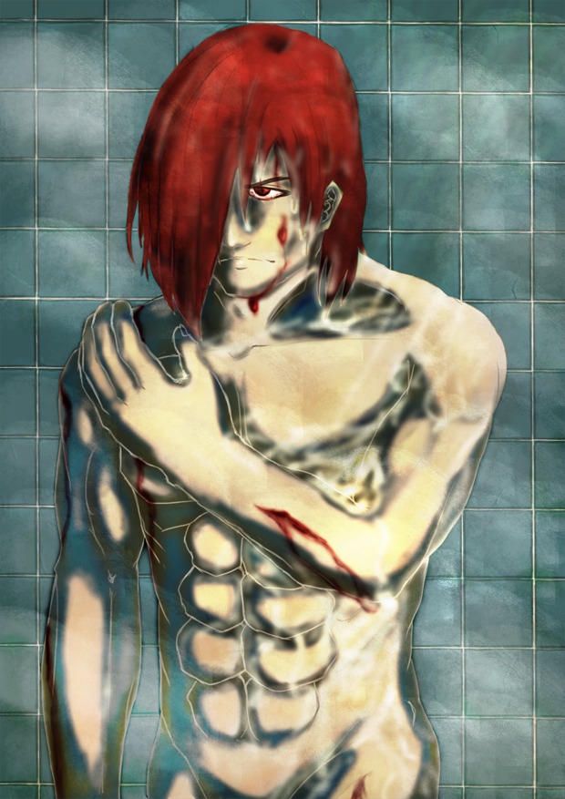1boy bathroom iori_yagami king_of_fighters male male_only red_hair rule34 shower snk solo tagme video_games