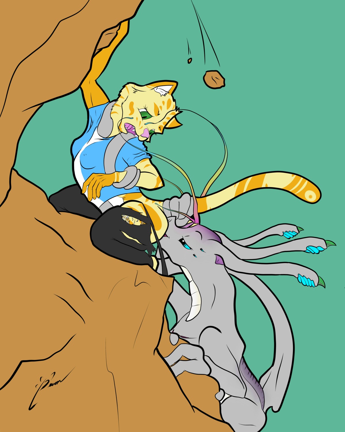 2014 4:5 absurd_res ambiguous_gender anal anthro breasts butt climbing duo e621 felid female female_rimmed forced fur genitals hi_res horn interspecies licking magnificent-arsehole mammal nipples nude open_mouth oral qu'eii questionable_consent raised_tail rimming rimming_female rock_climbing scalie sex tail teeth tentacles tongue tongue_out vulva