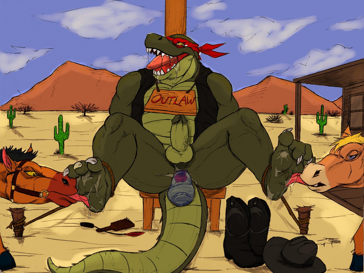 2014 3_toes 4:3 alligator alligatorid anal anal_penetration anthro balls barefoot bdsm bestiality bodily_fluids bondage boots bottle bound cactus claws clothing cloud colored container cowboy_hat crazydrak crocodilian desert e621 english_text equid equine erection feet feral foot_fetish foot_lick foot_play footwear genitals green_balls green_body green_penis group hat headgear headwear horse humanoid_genitalia humanoid_penis improvised_dildo improvised_sex_toy interspecies laugh licking male mammal mountain muscular muscular_male non-mammal_balls open_mouth outlaw outside penetration penis plant reptile restraints rope rope_bondage saliva scalie sex shoes sky soles solo_focus submissive submissive_male text tickling toe_claws toes tongue tongue_out topwear trigger_(wordcaster) vein vest yellow_eyes