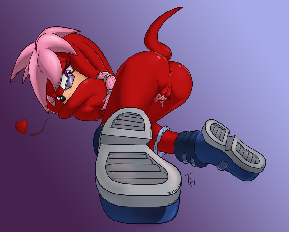 anthro anus archie_comics biped bodily_fluids breasts clothed clothing digital_media_(artwork) e621 echidna eyewear female footwear genital_fluids genitals glasses hair heart_symbol lara-su looking_at_viewer mammal monotreme panties panties_down partially_clothed pink_hair presenting purple_eyes sega shoes side_boob simple_background solo sonic_the_hedgehog_(archie) sonic_the_hedgehog_(comics) sonic_the_hedgehog_(series) tail the_other_half underwear underwear_down vaginal_fluids vulva