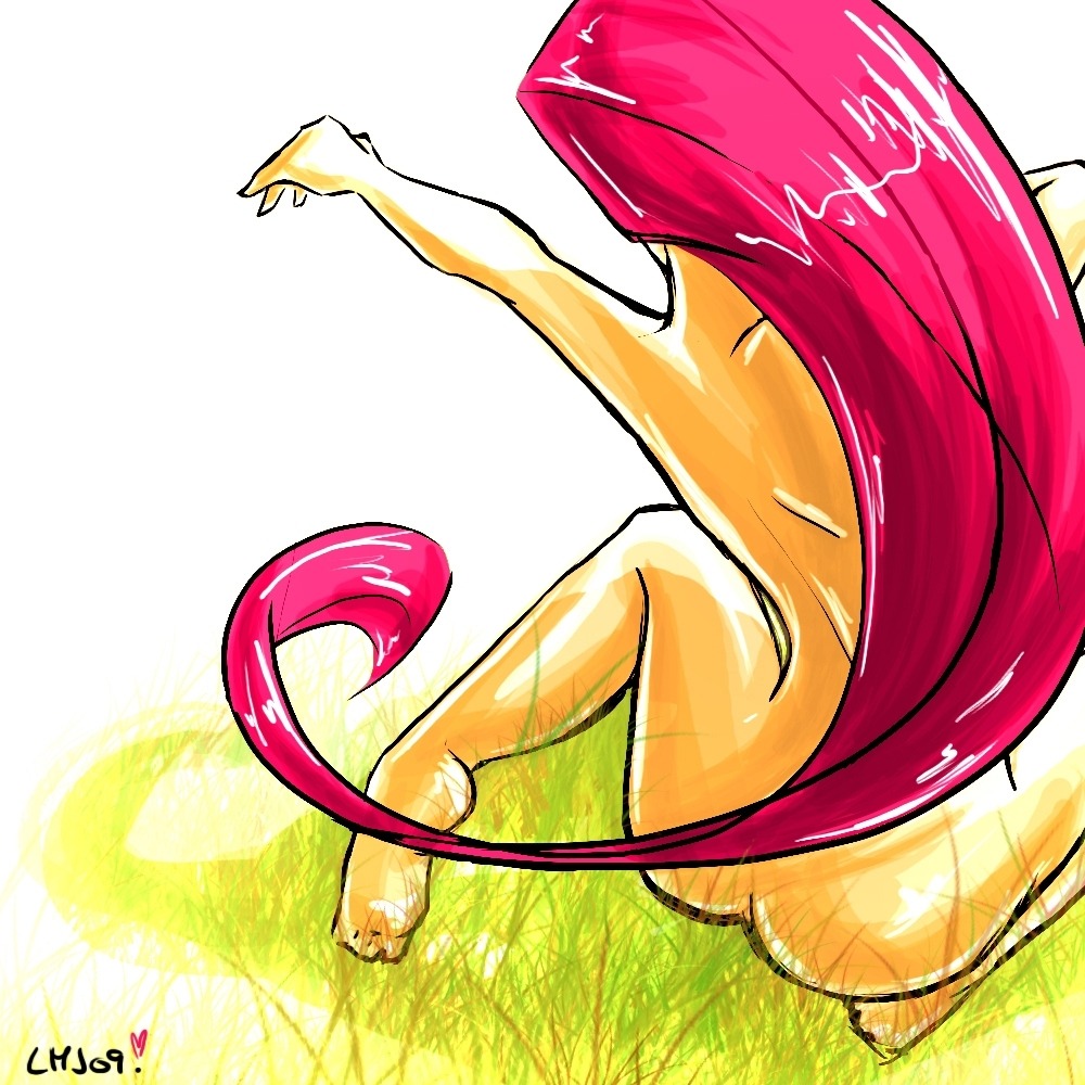ass back_view barefoot barefoot_on_grass color female female_only hair human human_only jessie_(pokemon) lhj long_hair nude pokemon rule34 solo tagme team_rocket