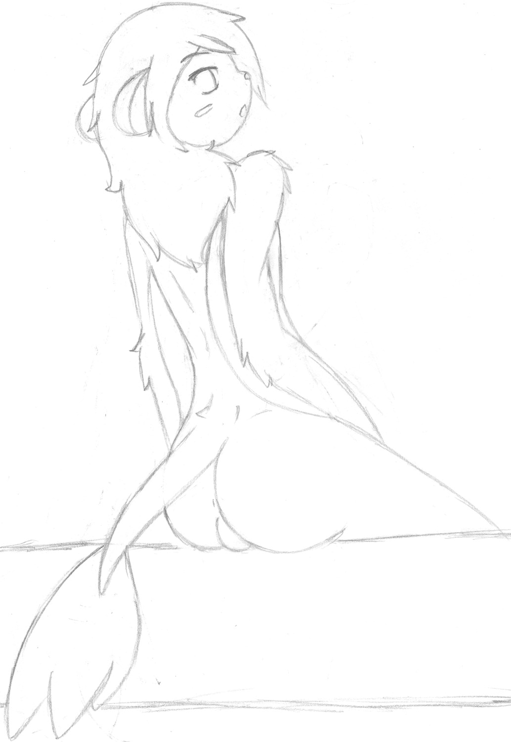 anthro ass daniruu emolga fur furry male male_only monochrome nude pokemon rule34 sitting solo tagme