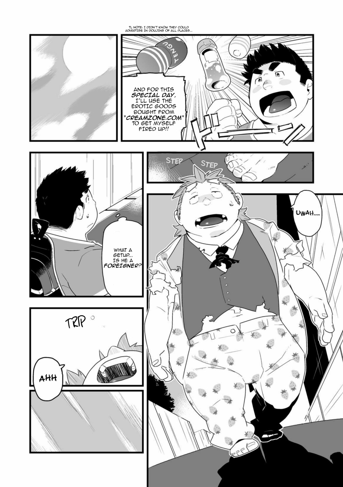 comic dialogue dildo duo e621 english_text greyscale hi_res human kira_nerisu male mammal monochrome obese overweight sex_toy tecfront text tired translated url