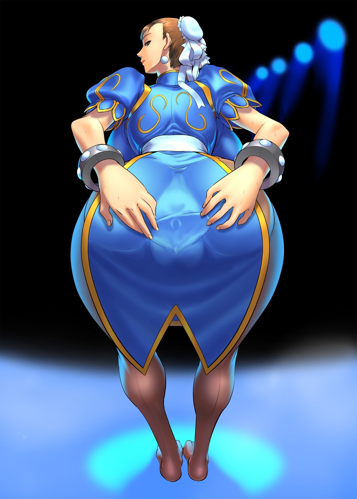 1girls ass bent_over bracelet breasts brown_eyes brown_hair bun_cover capcom china_dress chinadress chinese_clothes chun-li cosine double_bun earrings female female_only highres hips huge_ass huge_breasts human jewelry large_breasts muscles pantyhose pussy rule34 solo spread_pussy_under_clothes straight_hair street_fighter thick_thighs thighs wide_hips