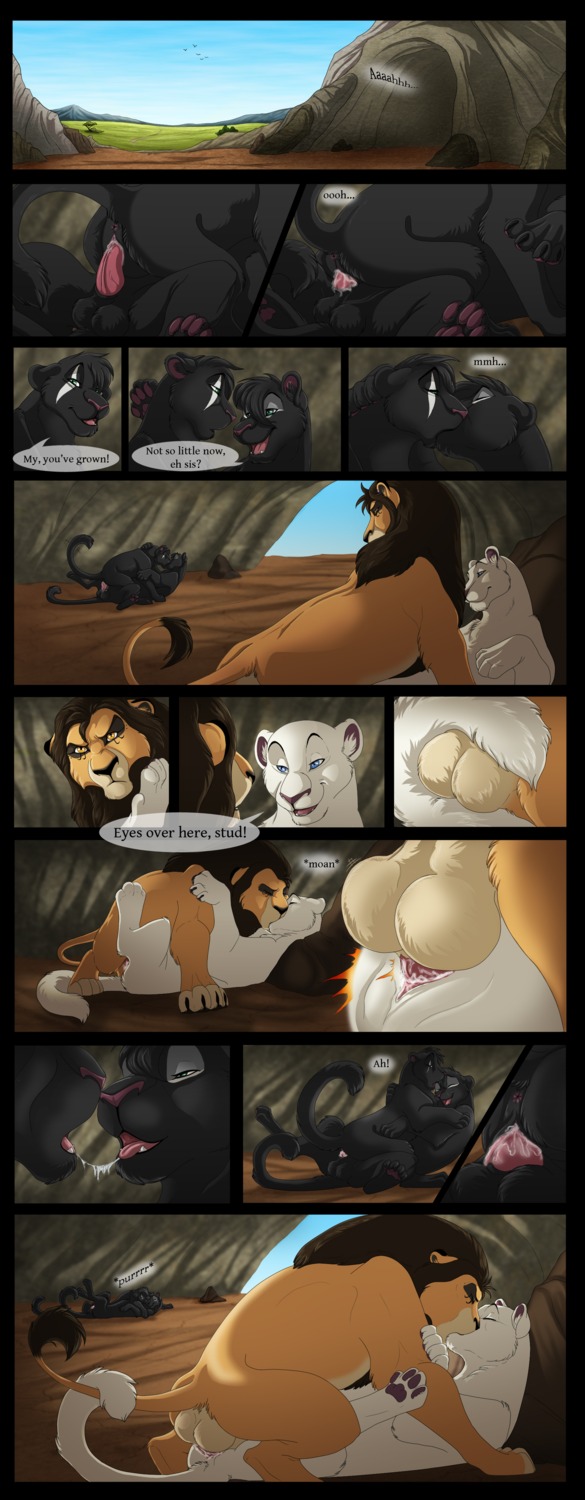 2014 absurd_res anus backsack balls black_body black_fur blue_eyes bodily_fluids brother_(lore) brother_and_sister_(lore) butt cave close-up comic cum cum_in_vagina cum_inside dialogue e621 english_text erection eyes_closed felid female female_feral feral feral_on_feral flirting fur genital_fluids genitals group hi_res incest_(lore) kissing lion male male/female male_feral male_penetrating mammal mirri nude open_mouth orange_eyes pantherine parent_(lore) penetration penis scar sex shads sibling_(lore) sister_(lore) smile text the_shadow_of_light tongue vaginal vaginal_penetration vulva white_body white_fur white_scar_(the-shadow-of-light) young zuri_(the-shadow-of-light)